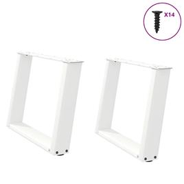 vidaXL Pernas mesa centro 2 pcs em forma de U 70x(42-43) cm aço branco