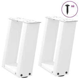 vidaXL Pernas mesa centro 2 pcs em forma de U 30x(30-31) cm aço branco