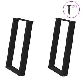 vidaXL Pernas p/ mesa de jantar 2 pcs forma U 50x(72-73) cm aço preto