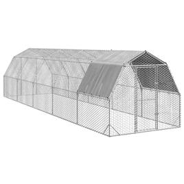 vidaXL Corrida de galinhas com telhado 2,5x10x2,25 m aço galvanizado