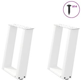 vidaXL Pernas mesa centro 2 pcs em forma de U 38x(42-43) cm aço branco