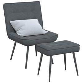 vidaXL Cadeira de descanso com banco veludo cinzento-escuro
