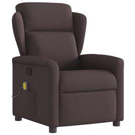 vidaXL Poltrona de massagens reclinável tecido castanho-escuro