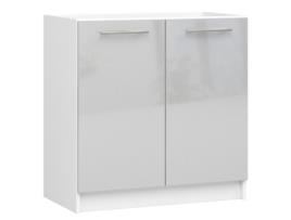 Armário de cozinha para pia AKORD S80 sistema OLIWIA Branco 80 cm 2 portas Metálico Brilhante 1 prateleira 80x46x82 cm AKORD FURNITURE FACTORY