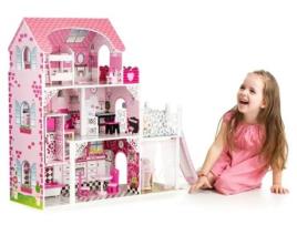 Casa de Bonecas de Madeira com Elevador Xxl e Escorregador ECOTOYS