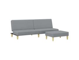 Sofá-cama de 2 lugares c/ apoio de pés VIDAXL tecido cinzento-claro (200 x 84.5 x 69 cm)