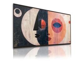 Quadro Pintado À Mão Natureza 140X70 Cm Reflexos Quadros Modernos a Óleo com Moldura Cor Preta DEKOARTE