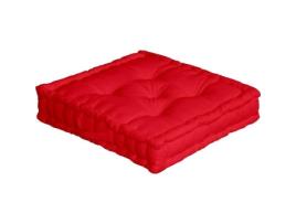Almofada de Chão Liso Algodão Puro Vermelho 50 X 50 X 10 Cm IDEKO
