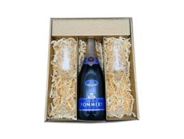 Gold Box: POMMERY Brut And 2 “Square” Flutes – 1X75Cl
