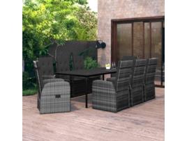 9 Pcs Conjunto de Jantar para Jardim com Almofadas Cinza COMFORTXL