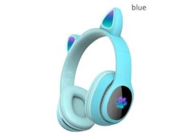 400-Azul -Fones de Ouvido Sem Fio com Luz de Flash Fones de Ouvido de Gato S Fone de Ouvido de Telefone Bluetooth Microfone Presentes Infantis YWEI