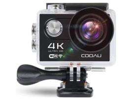 Câmera Esportiva COOAU 4K Wifi À Prova D'Água 30M com Baterias Recarregáveis de 1050Mah e 19 Acessórios