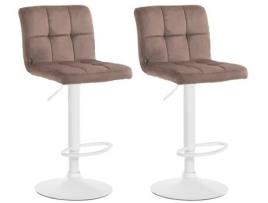 Conjunto de 2 Bancos de Bar Veludo Do Peru Marrom/Branco CLP