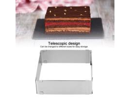 Cortador de Biscoitos Anel de Mousse Quadrado de Aço Inoxidável Molde Retrátil para Bolo de Biscoitos 16 28 Cm Hb025 ZERODIS