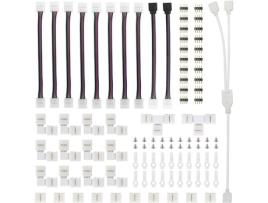 Kit de Conector de Tira de Led para 5050 10Mm 4 Pinos Inclui 8 Tipos de Acessórios de Tira de Led Sem Solda LIFEMASTER