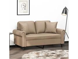 Sofá 2 lugares + almofadas VIDAXL couro artificial cappuccino (120 cm)