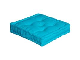 Almofada de Chão Lisa em Puro Algodão Turquesa 50 X 50 X 10 Cm IDEKO