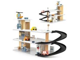 Grande Garagem em Madeira Estacionamento com Elevador Carros Helicóptero Lava-Rápido ECOTOYS