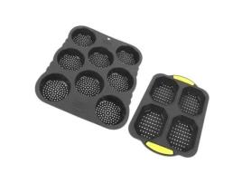 QQMORA 4 Cavidades Forma de Pão de Silicone 8 Cavidades Molde de Pão de Hambúrguer de Silicone Conjunto de Arte Molde de Baguete de Silicone