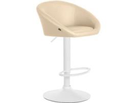 Banco de Bar Davie em Pele Sintética Metal Fosco Branco/Creme CLP