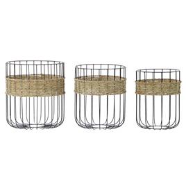 Conjunto de Cestas DKD Home Decor Metal Fibra Loft (3 pcs)
