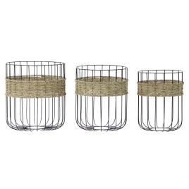 Conjunto de Cestas  Metal Fibra Loft (3 pcs)