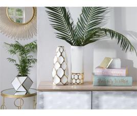 Vaso para flores branco com dourado AVILA