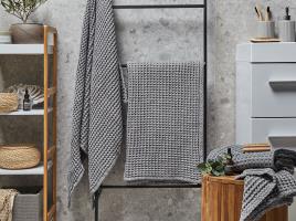 Conjunto de 4 toalhas de algodão cinzentas AREORA