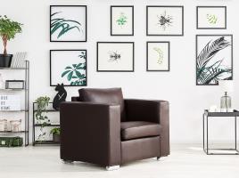 Poltrona em pele genuína castanho HELSINKI