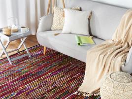 Tapete de algodão feito à mão 160 x 230 cm multicolor escuro BARTIN