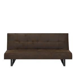 Sofá-cama de 3 lugares em pele sintética castanha 189 cm DERBY
