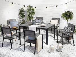 Conjunto de 6 cadeiras de jardim em alumínio cinzento COMO