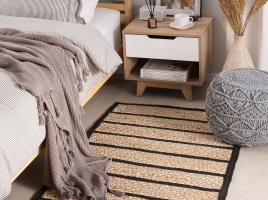 Tapete de juta 80 x 150 cm preto e creme KARADONA