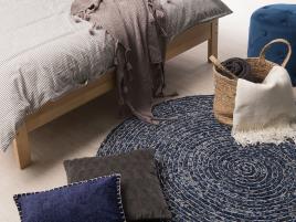 Tapete de algodão ø 140 cm azul escuro BULUCA