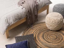 Tapete redondo de juta ? 140 cm creme e preto ARTORA