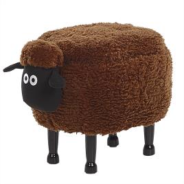 Tamborete em tecido castanho com arrumação SHEEP