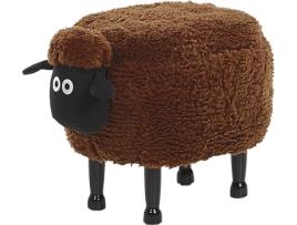Banco BELIANI Sheep (Castanho - Tecido - 55x35x40 cm)