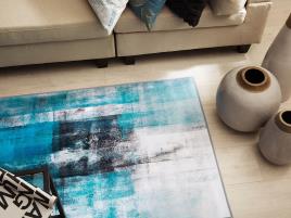 Tapete de pêlo curto 80 x 150 cm azul TRABZON
