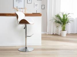 Banco de bar em pele sintética branca com base de metal ROTTERDAM