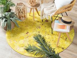 Tapete redondo em pele genuína ø 140 cm amarelo ZEYTIN