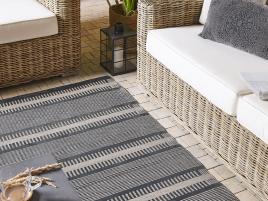 Tapete de exterior 160 x 230 cm creme e preto MANSA