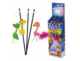 Varinha de Pesca para Gato com Animais de Zoológico em Feltro com Bola de Guizo e Erva. NOBBY PET X18