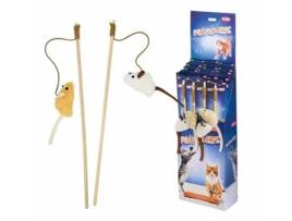 Conjunto de Varas de Pesca para Gatos com Rato de Pelúcia com Som e Erva. NOBBY PET X16