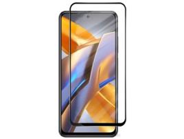 EVELATUS Full Cover Vidro 2.5D Xiaomi Redmi Note 10S / Poco M5S Antiestático / Cola Japonesa Preta