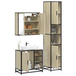vidaXL 3 pcs conj. móveis casa banho derivados madeira carvalho sonoma