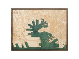 Mapa 3D com Moldura Genova Madeira Multicolorido 81X6X61 Cm CUTTING BROTHERS