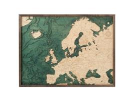 Mapa 3D com Moldura Europa L Madeira Multicolorido 81X6X61 Cm CUTTING BROTHERS