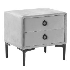 Mesa de cabeceira de veludo cinzento SEZANNE