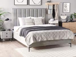 Conjunto de quarto em veludo cinzento 160 x 200 cm SEZANNE