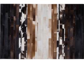 Tapete em pele genuína 140 x 200 cm preto e creme DALYAN